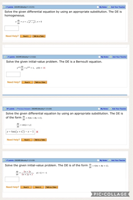 Solved Notes Ask Your Solve the given differential equation | Chegg.com