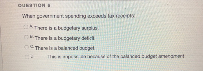 Solved QUESTION 6 When Government Spending Exceeds Tax | Chegg.com