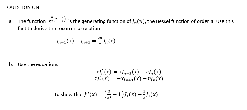 Solved QUESTION ONE A. The Function Is The Generating | Chegg.com