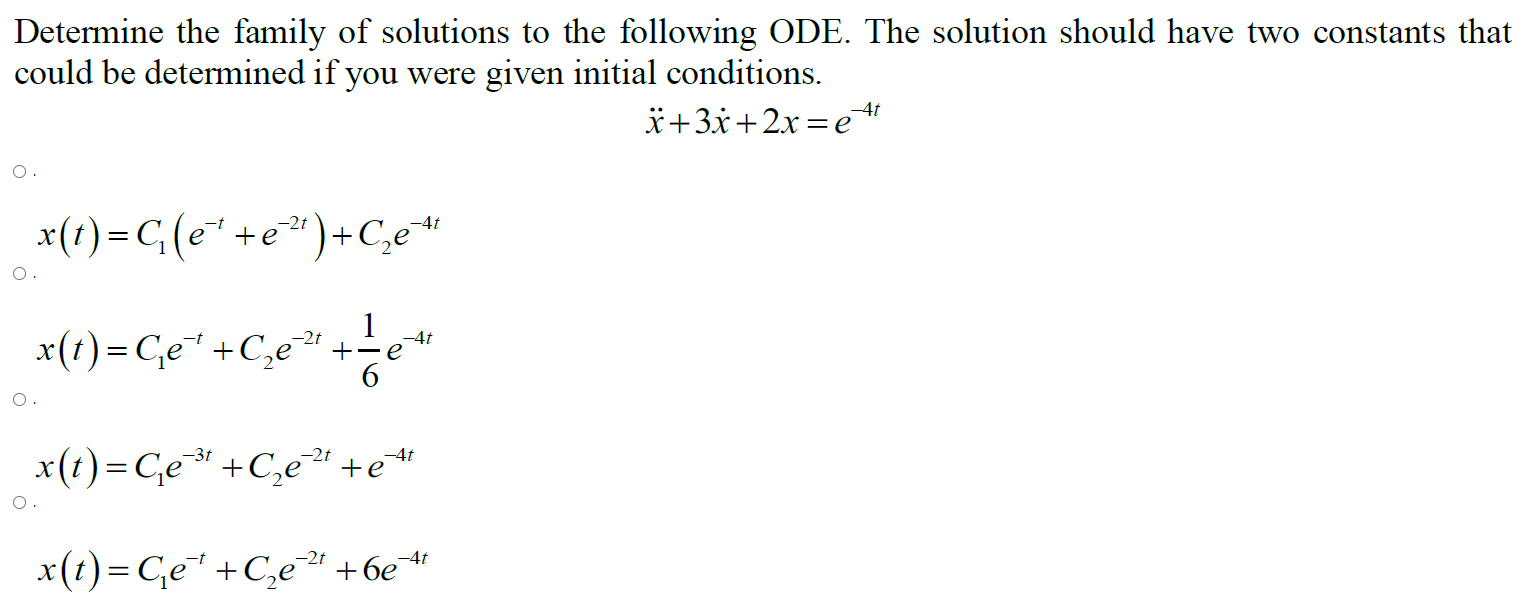 Solved Determine the family of solutions to the following | Chegg.com