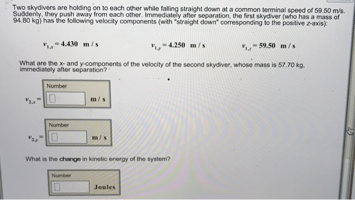 Solved Two Skydivers Are Holding On To Each Other While | Chegg.com