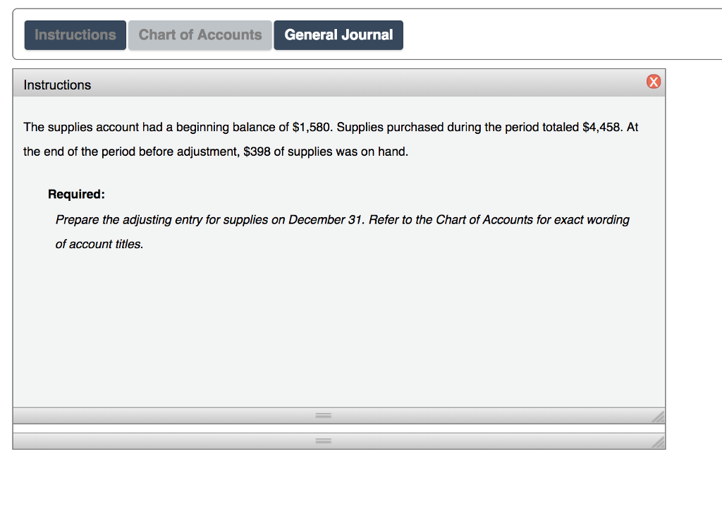 Solved Instructions Chart Of Accounts General Journal 7838