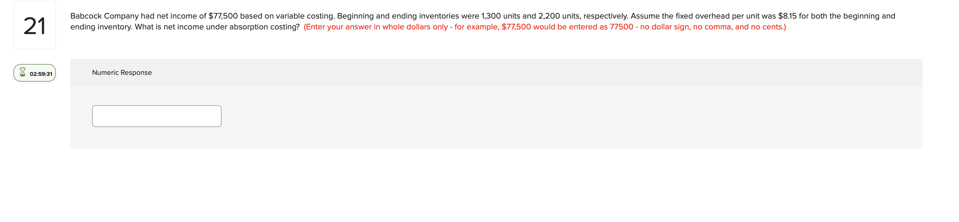 Solved 21 Babcock Company had net of 77,500 based on
