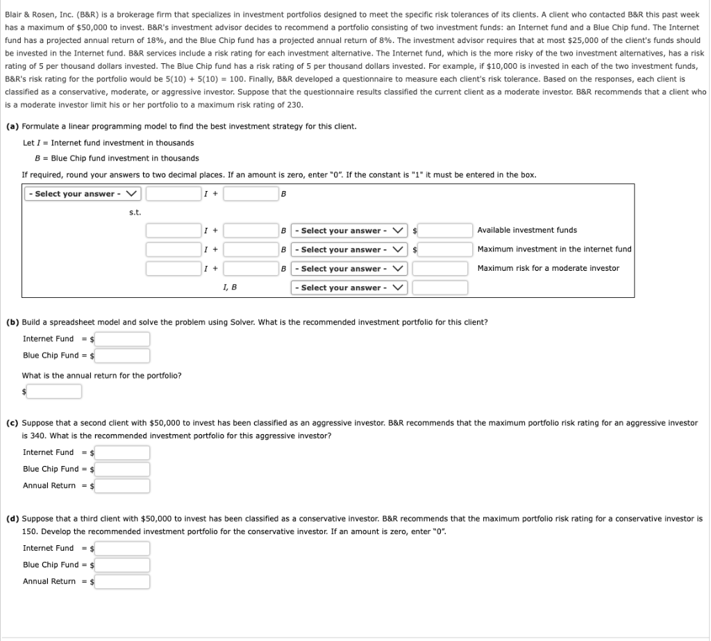 Solved Blair & Rosen, Inc. (B&R) Is A Brokerage Firm That | Chegg.com