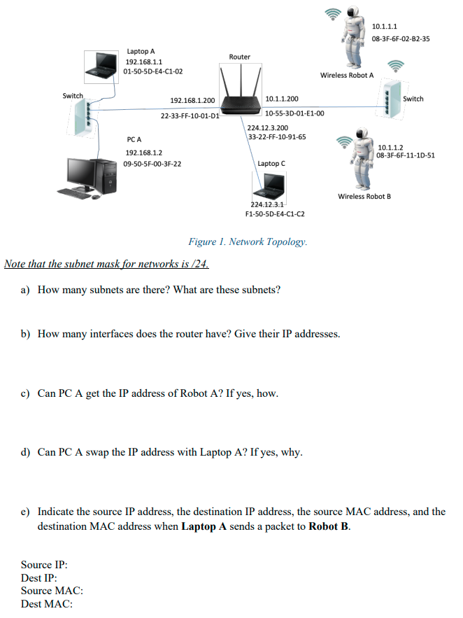 Solved 10.1.1.1 08-3F-6F-02-B2-35 Router Laptop A | Chegg.com