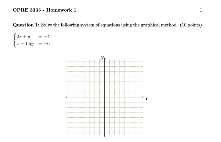 Solved OPRE 3333 - Homework 1 1 Question 1: Solve the | Chegg.com