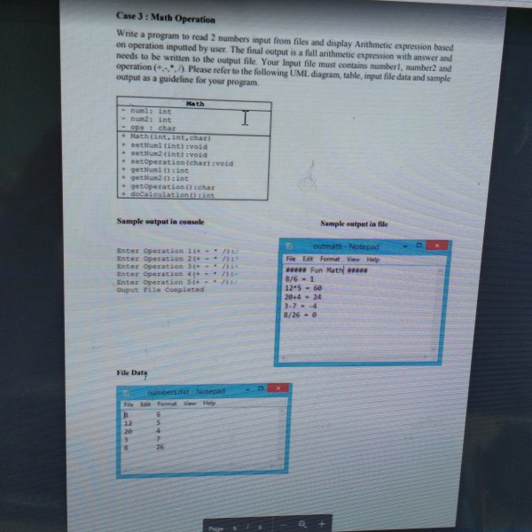 Solved Case 3: Math Operation Write a program to read 2 | Chegg.com
