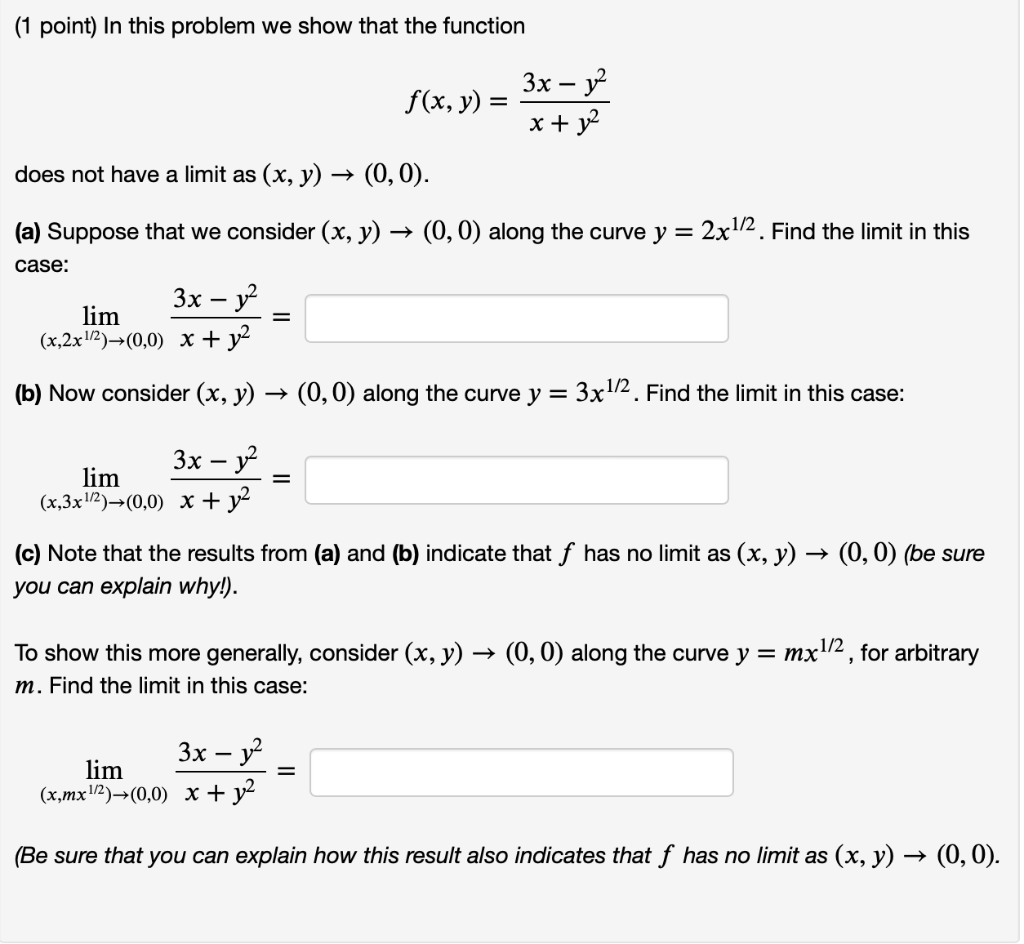 Solved (1 point) In this problem we show that the function | Chegg.com