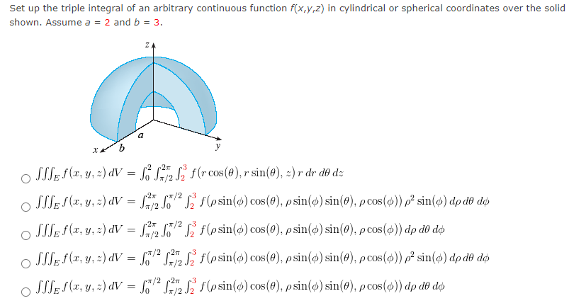 Solved Set up the triple integral of an arbitrary continuous | Chegg.com