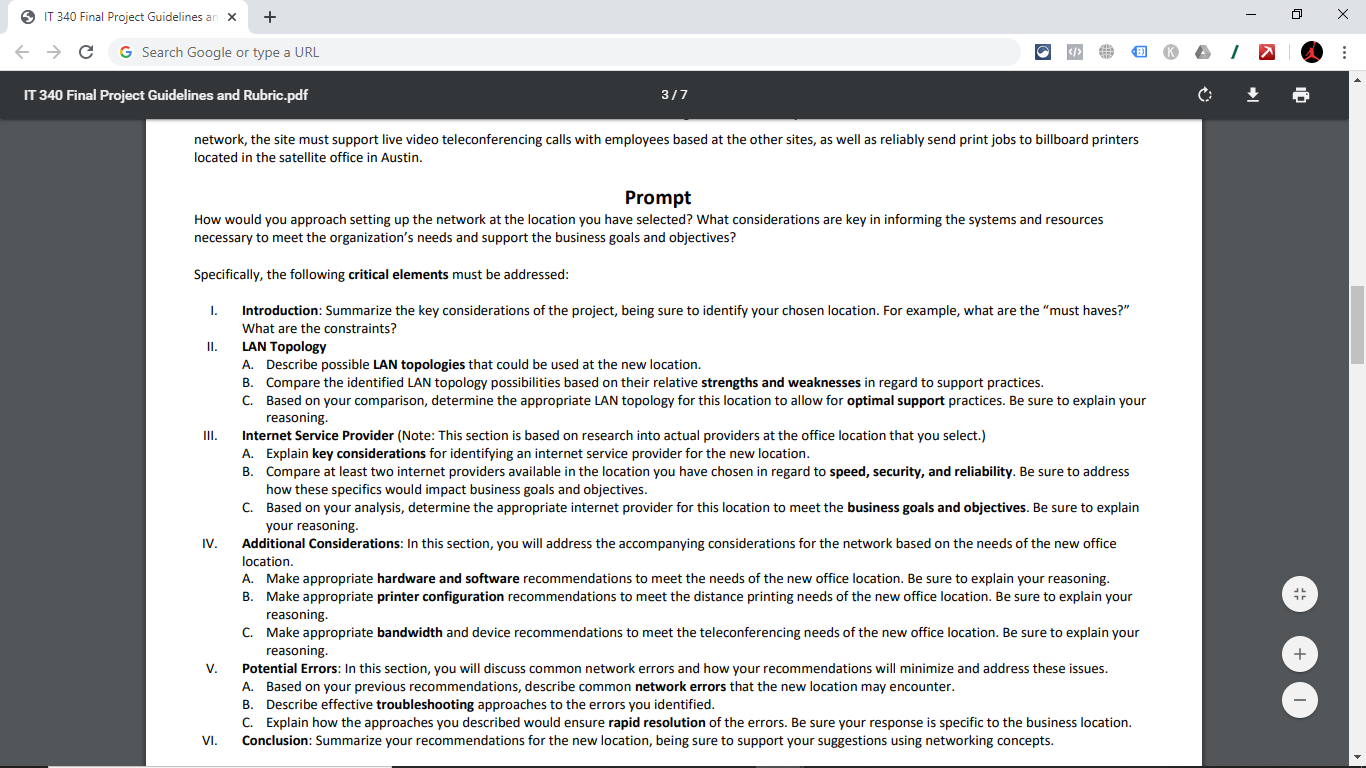 O IT 340 Final Project Guidelines An X G Search | Chegg.com