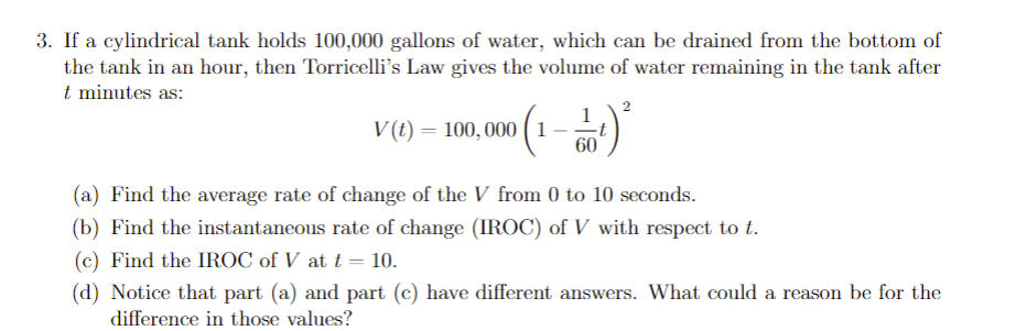 Solved 3. If a cylindrical tank holds 100,000 gallons of | Chegg.com