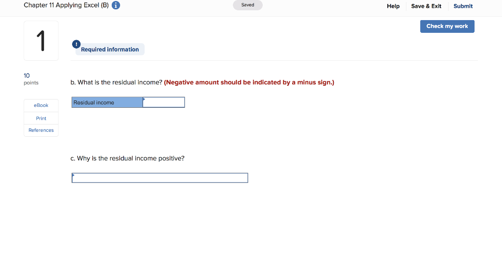 Solved Chapter 11 Applying Excel (B) Saved Help Save & Exit | Chegg.com
