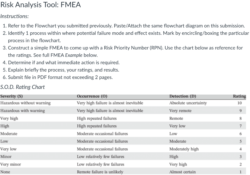 Solved Risk Analysis Tool: FMEA Instructions: 1. Refer to | Chegg.com