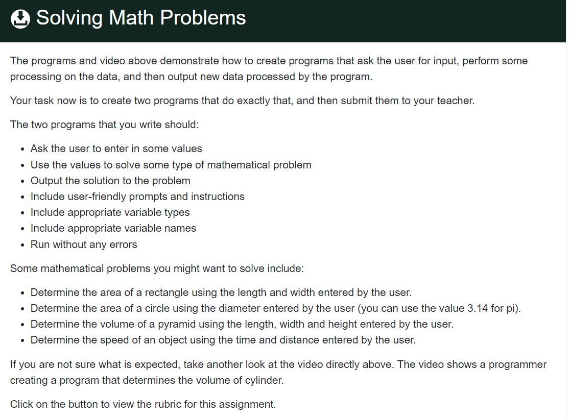 Solved Solving Math Problems The programs and video above | Chegg.com