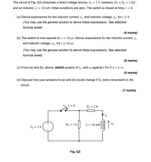 Solved Question 3 The circuit of Fig. Q3 comprises a direct | Chegg.com