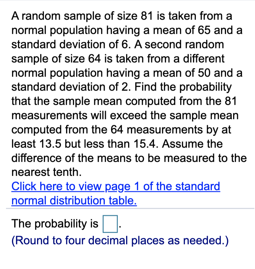 Random Pic Normal Size Solved A random sample of size 81 is taken from a normal | Chegg.com