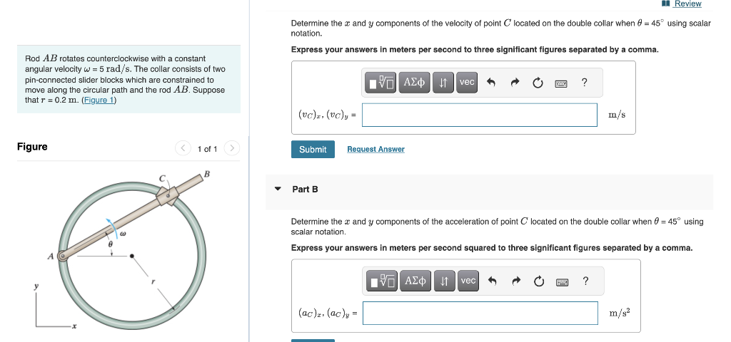 Solved Determine the x and y components of the velocity of | Chegg.com