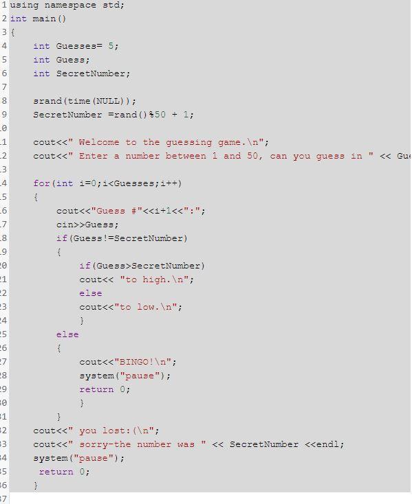 Solved Homework 13 - Guessing game Modify the code you wrote | Chegg.com