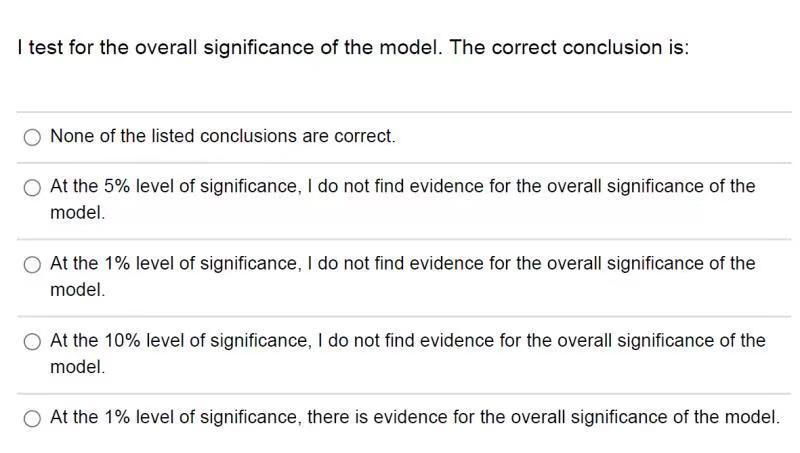 Solved I test for the overall significance of the model. The | Chegg.com