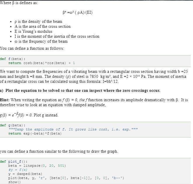 Write A Python Code To Solve Equation For A Piezoe Chegg Com