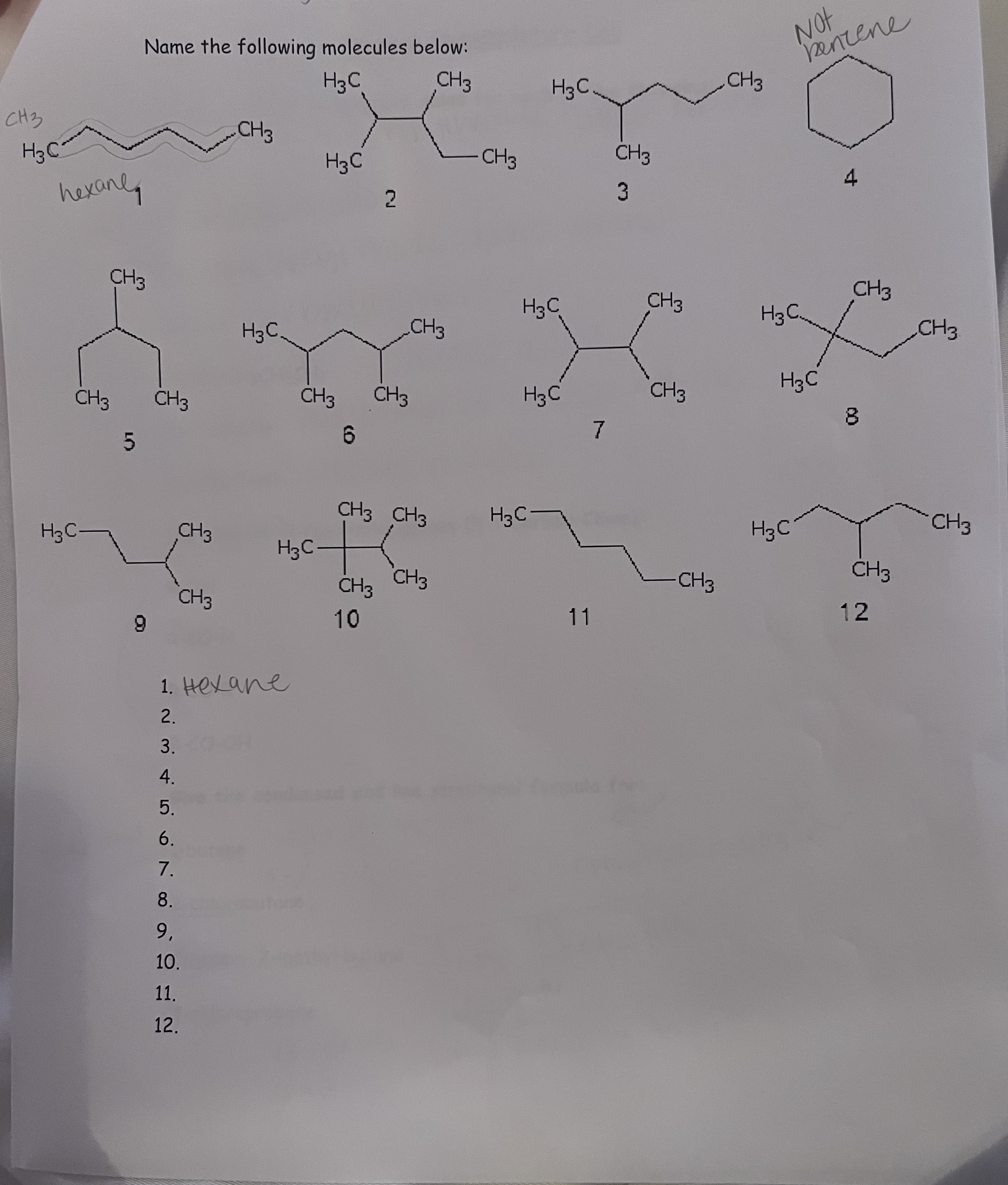 Solved Name the following molecules | Chegg.com