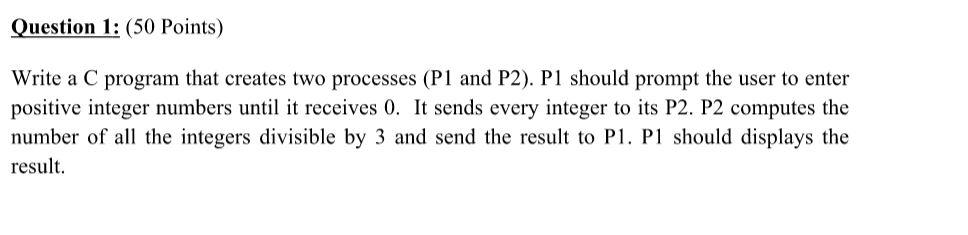 Solved Question 1: (50 Points) Write a C program that | Chegg.com