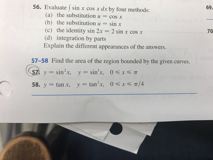 Solved Evaluate Integral Sin X Cos X Dx By Four Methods: | Chegg.com