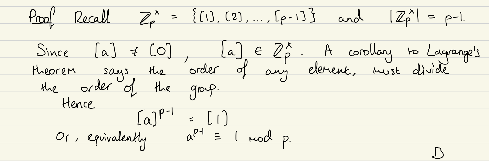 Solved This is the proof of the Fermat little theorem. I | Chegg.com