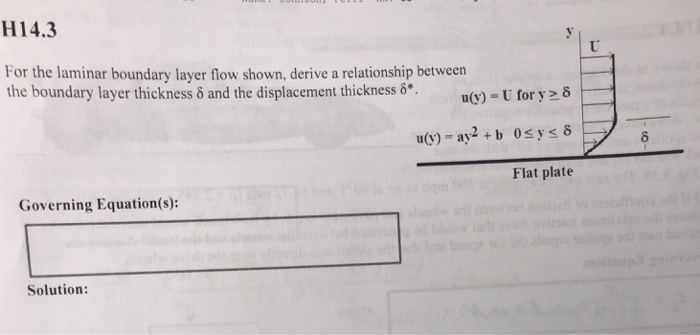 Solved H14.3 For the laminar boundary layer flow shown, | Chegg.com