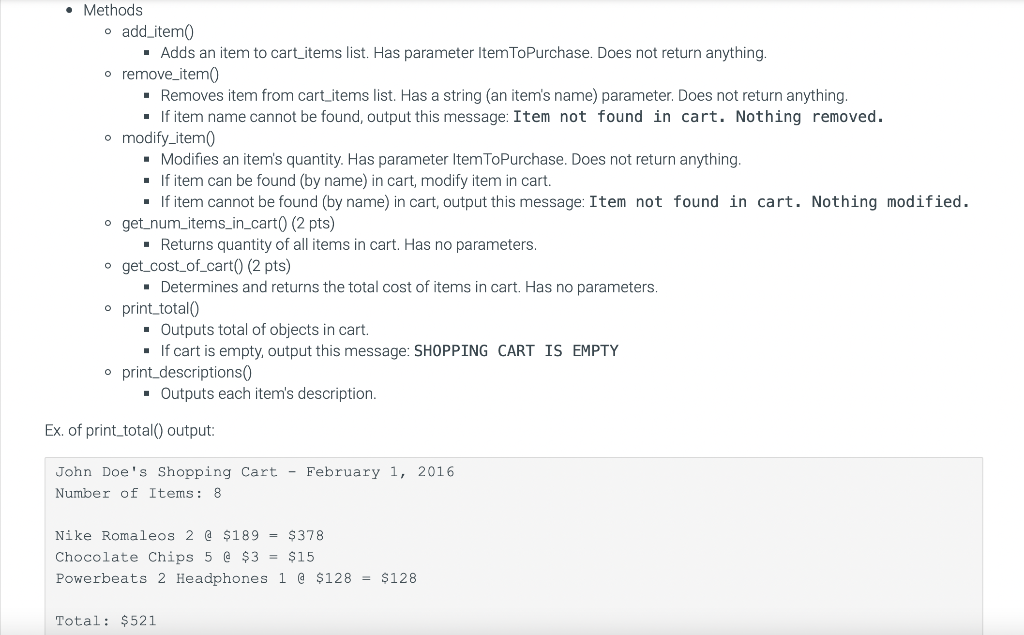 Solved 6.2 LAB*: Program: Online shopping cart (Part 2) This | Chegg.com