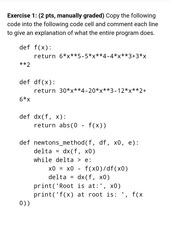 Solved Exercise 1: (2 pts, manually graded) Copy the | Chegg.com