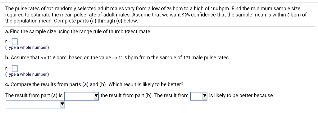 Solved The Pulse Rates Of 171 Randomly Selected Adult Males | Chegg.com