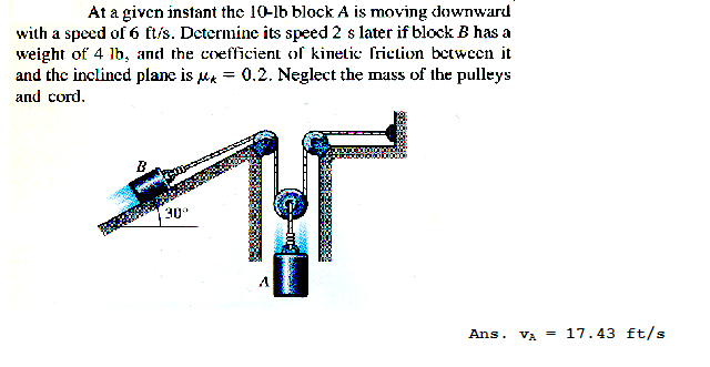 Solved At A Given Instant The 10 -lb Block A Is Moving | Chegg.com