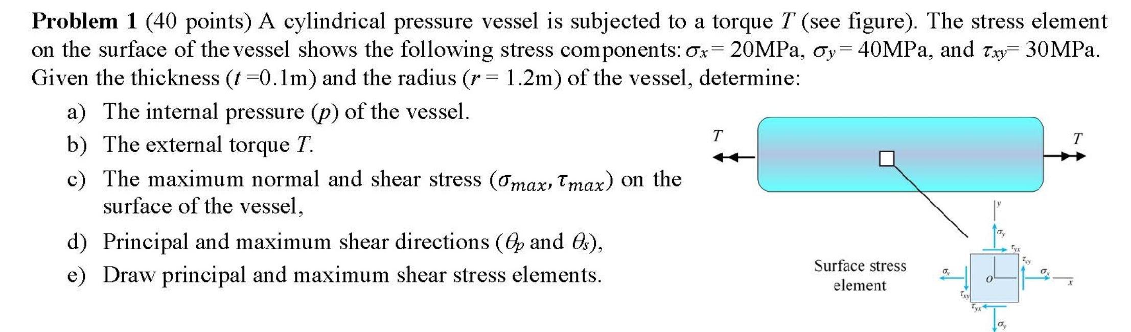 Solved T T Problem 1 (40 points) A cylindrical pressure | Chegg.com