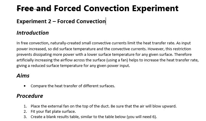 forced convection experiment pdf