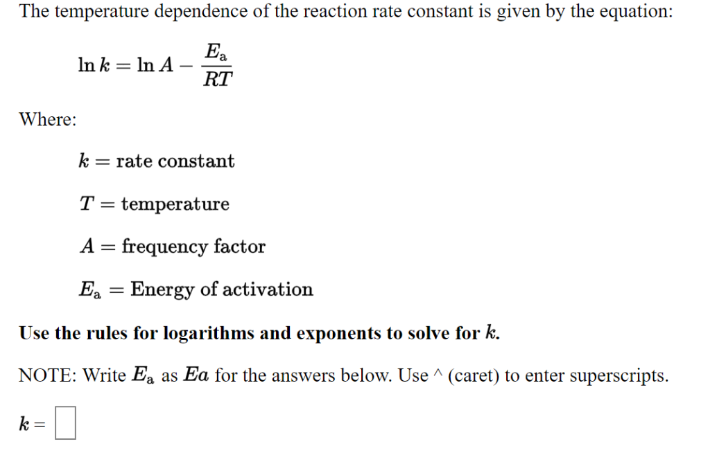 solved-the-temperature-dependence-of-the-reaction-rate-chegg