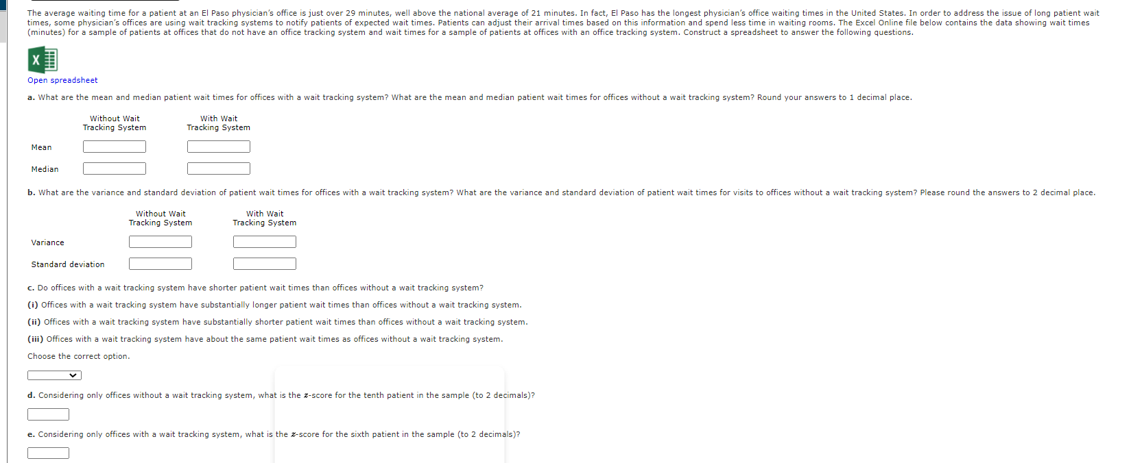 Solved The average waiting time for a patient at an El Paso