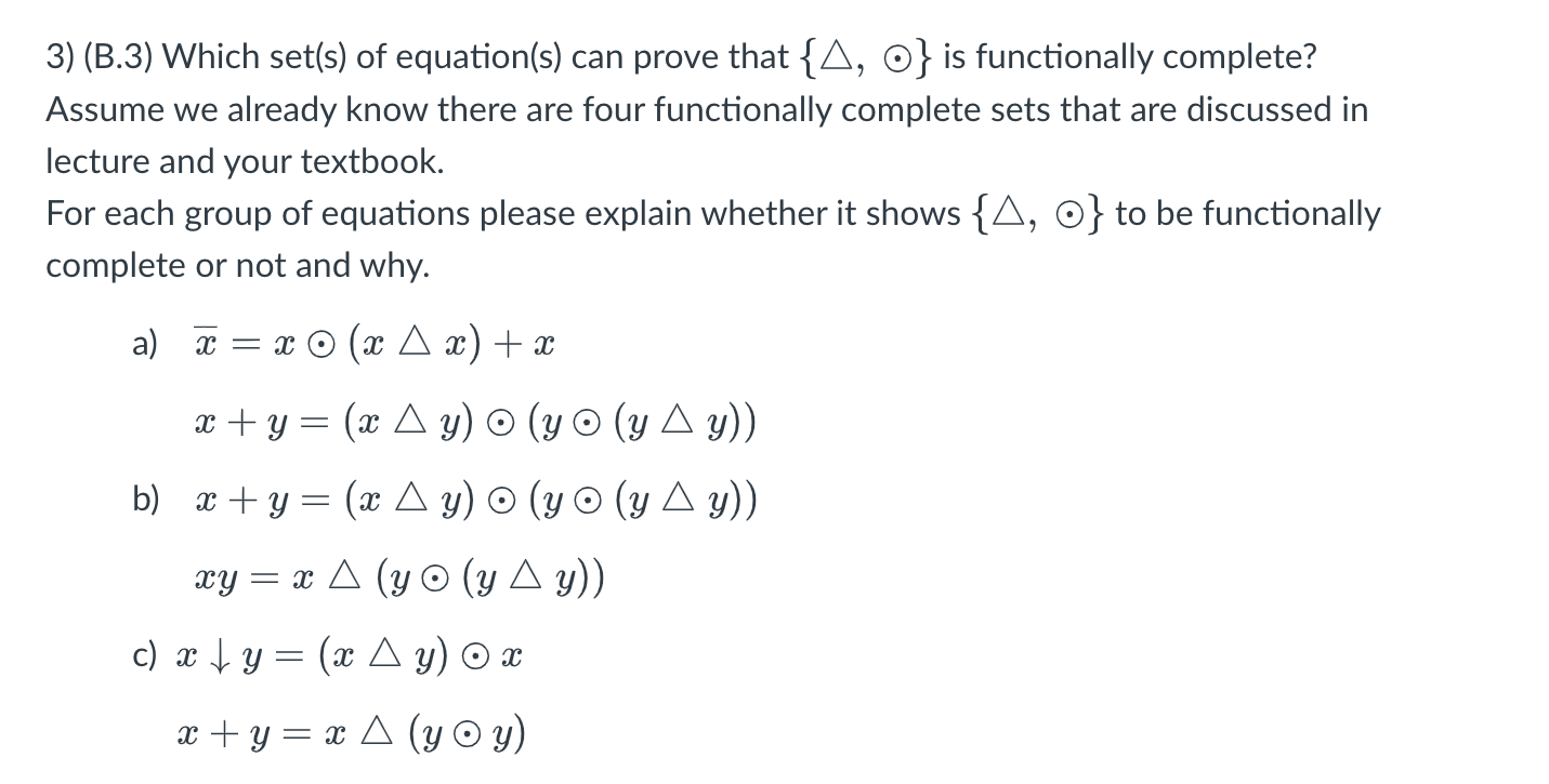 Solved 3) (B.3) Which Set(s) Of Equation(s) Can Prove That | Chegg.com