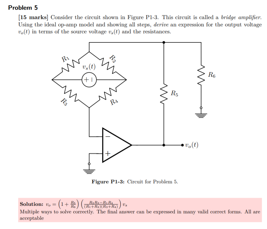 Solved Problem 5 (15 marks] Consider the circuit shown in | Chegg.com