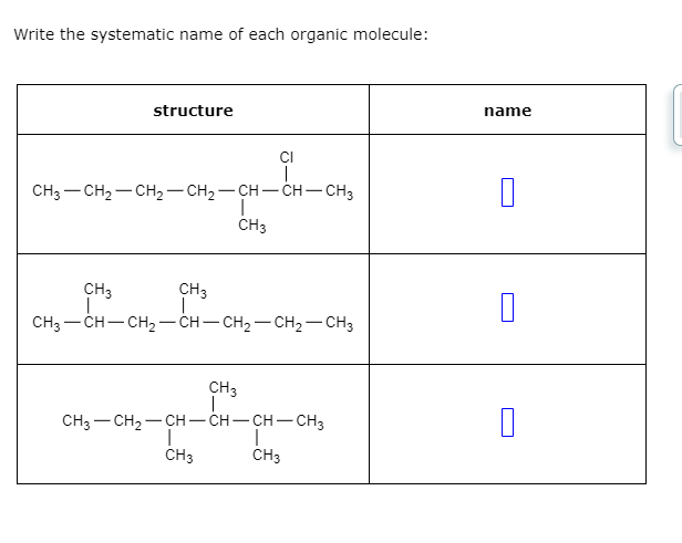 Solved Write The Systematic Name Of Each Organic Molecule 7460