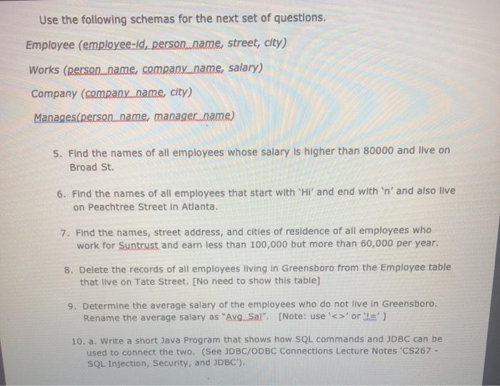 solved use above hr schema to solve following... Solved Use the following schemas for the next set of | Chegg.com