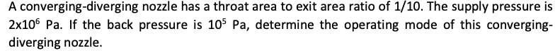 Solved A Converging-diverging Nozzle Has A Throat Area To | Chegg.com