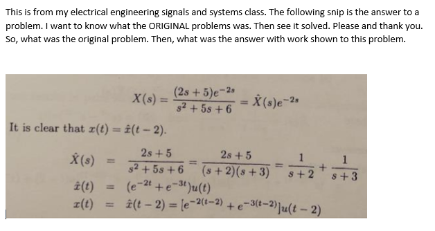 Solved This is from my electrical engineering signals and | Chegg.com
