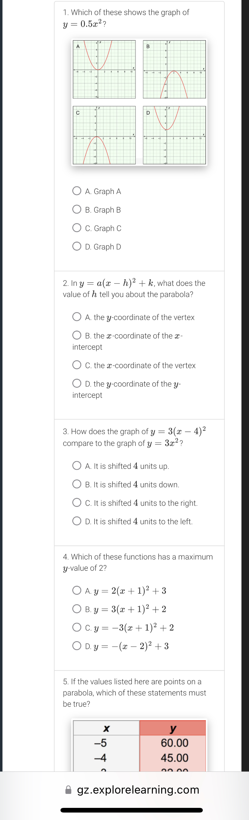 y =- 0.5 x 2 5x 8 graph