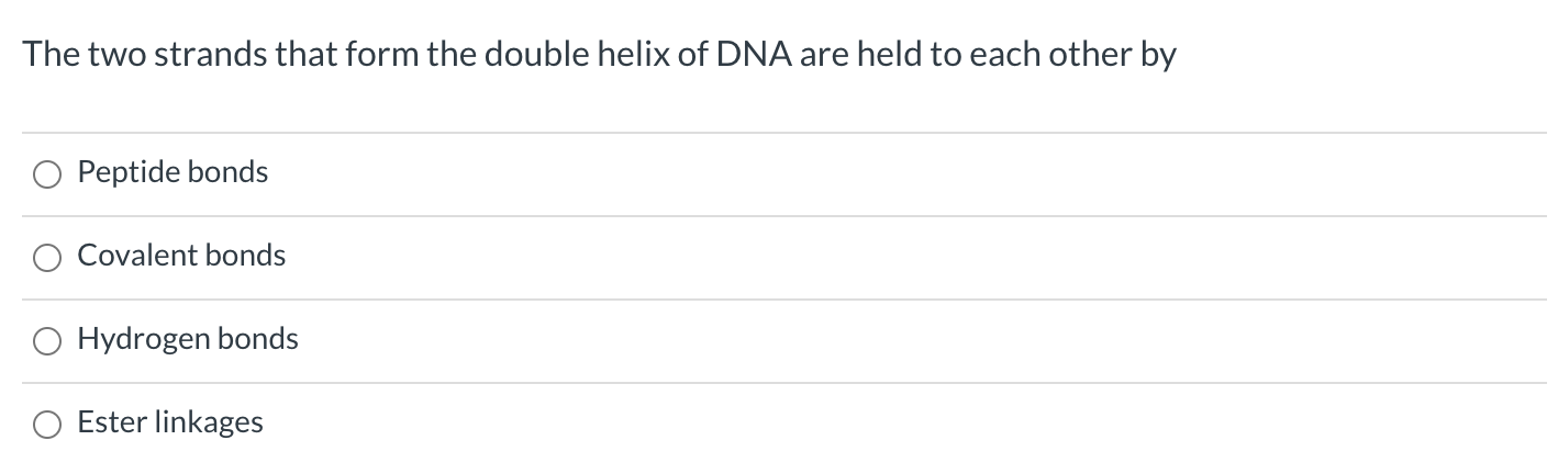 Solved The two strands that form the double helix of DNA are | Chegg.com