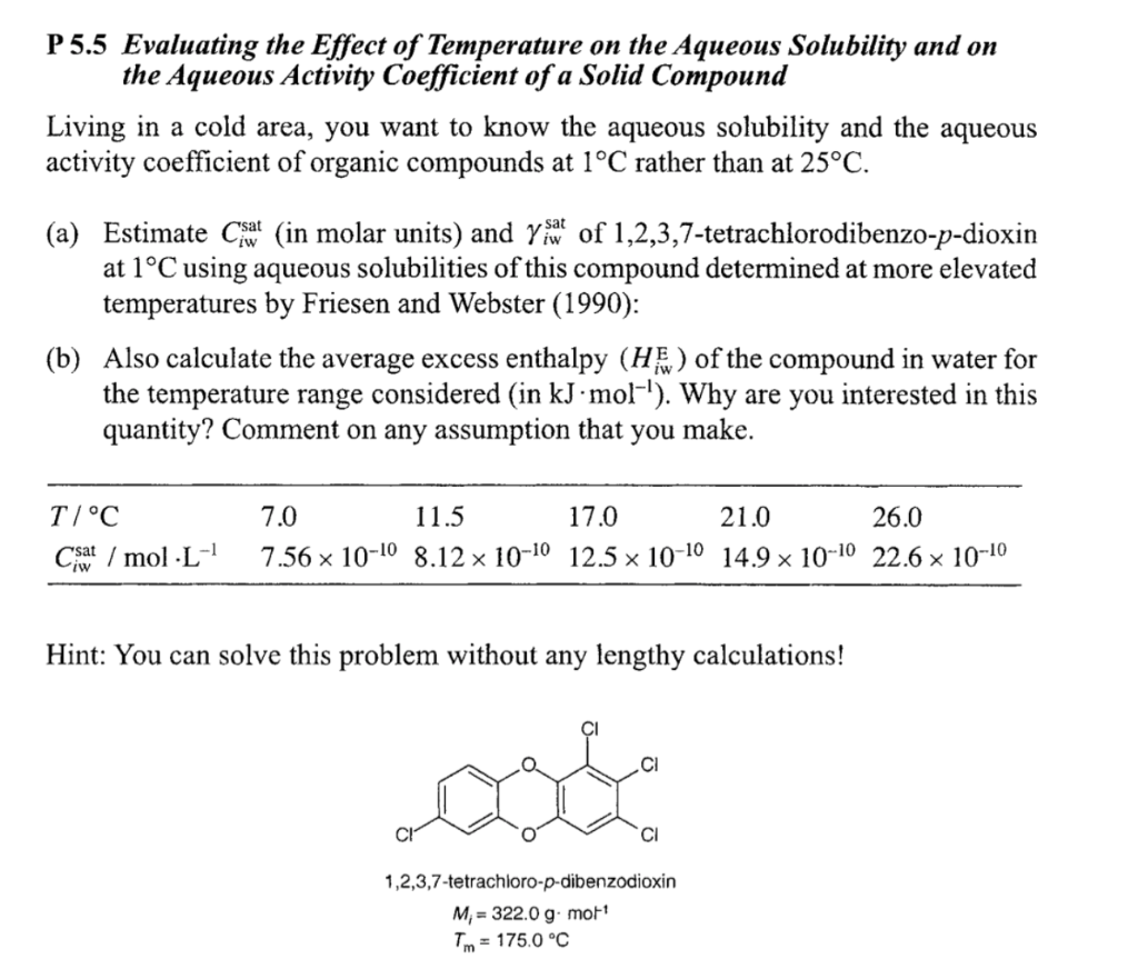 Solved P 5.5 Evaluating the Effect of Temperature on the | Chegg.com