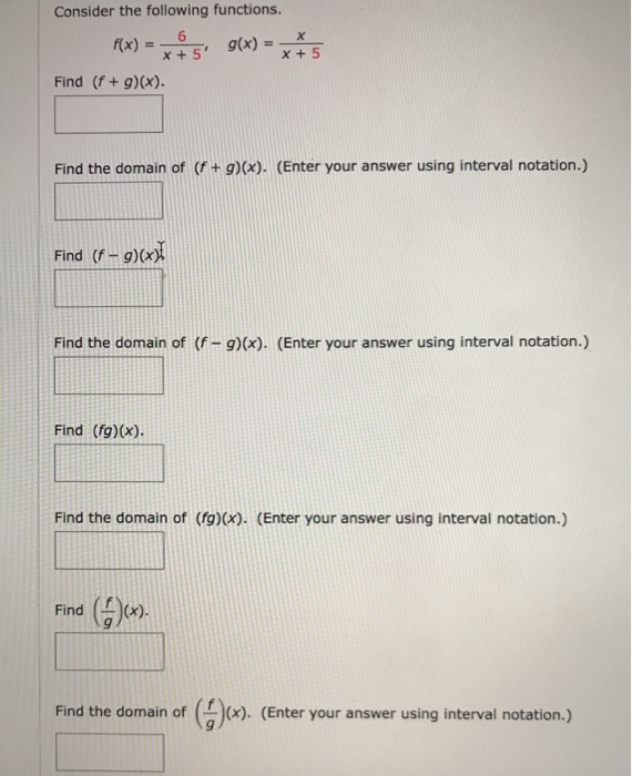 Solved Consider the following functions. 6 x + 5 x+ 5 Find | Chegg.com