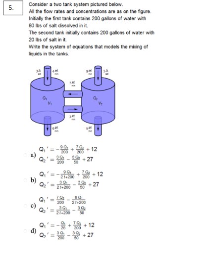 Solved 5. Consider a two tank system pictured below. All the | Chegg.com