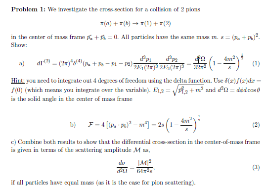 Solved Problem 1: We investigate the cross-section for a | Chegg.com