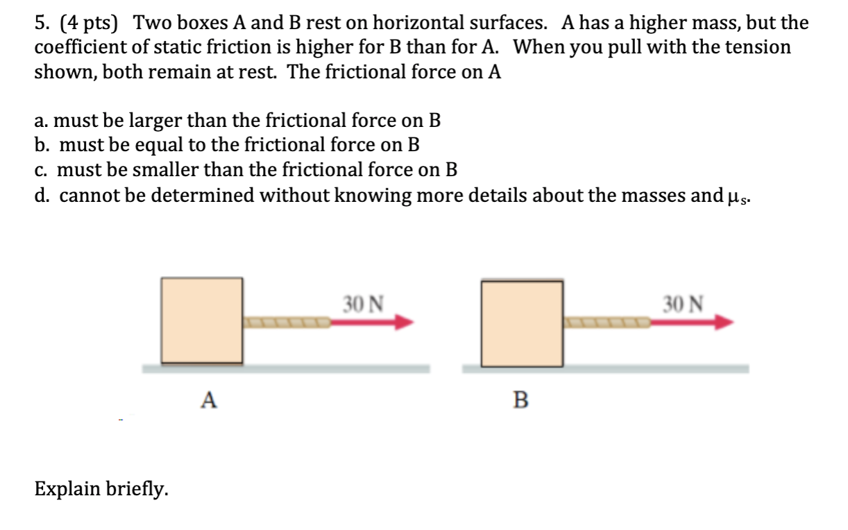 Solved 5. (4 pts) Two boxes A and B rest on horizontal | Chegg.com